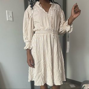 Calvin Klein white/tan stripe dress